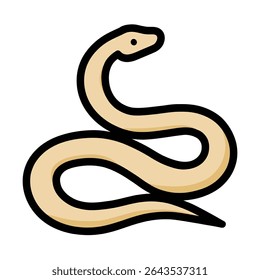 Stylized snake coils on white minimalistic backdrop design element