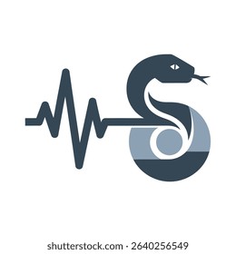 A stylized snake encircles a circle, connected to a heartbeat graphic, suggesting a medical or health-related logo.
