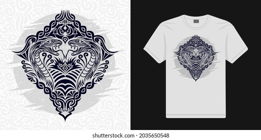 Stylized snake floral in ethnic vector