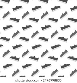 Stylized sneakers Seamless pattern in grayscale. Abstract background texture, wallpaper design idea