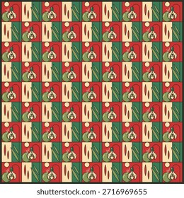 Stylized Snowdrop Floral Tile Pattern in Retro Colors
