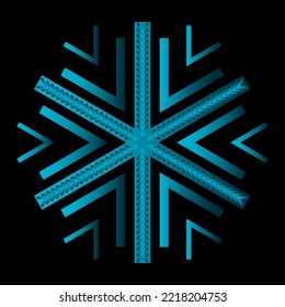 copo de nieve estilizado en un gradiente azul sobre un fondo negro