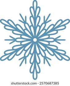 Stylized snowflake featuring rounded edges, creating a delicate and elegant winter symbol ideal for Christmas decorations and various holiday projects. Perfectly capturing the essence of the season