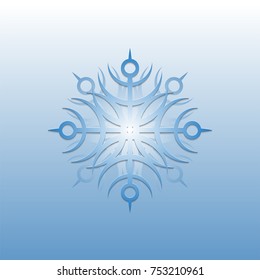 stylized snowflake in the form of a hieroglyph or starfish. Three-dimensional object