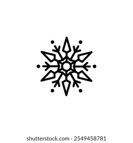 Stylized Snowflake Icon Design – Unique Winter Symbol in Black and White.