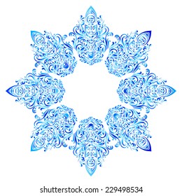 Stylized snowflake made of elegant floral pattern