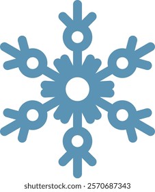 Stylized snowflake with rounded tips and central decoration, ideal for christmas and winter projects, evoking coldness, ice, snow, and festive celebrations