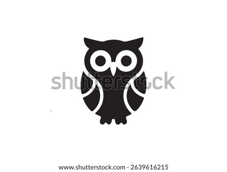 A stylized, solid black silhouette of an owl on a white background.