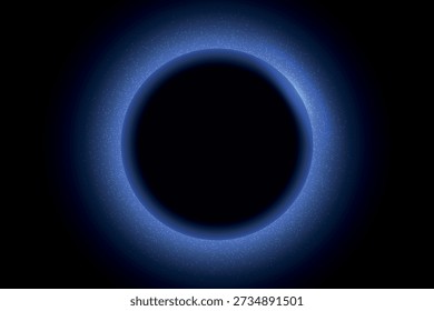 Stylized space eclipse concept with blue edge light and soft particle glow