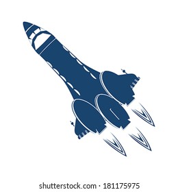 Stylized space shuttle over white background