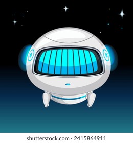 Stylized spaceship illustration against a starry background