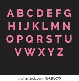 Stylized  sparkling pink glitter fancy latin abc alphabet. Use letters to make your own text.