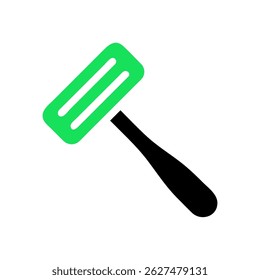 Representação de espátula estilizada com lâmina verde vibrante e alça preta em branco