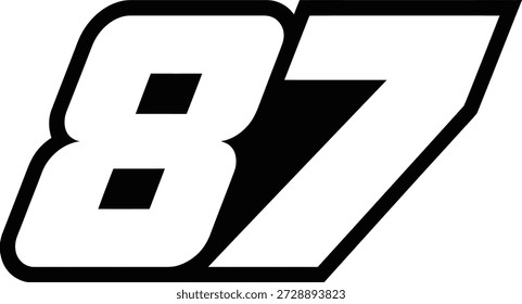 Dígito de velocidad estilizado con Ilustración vectorial de contorno en blanco y negro audaz
