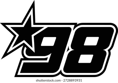 Dígito de velocidad estilizado con Ilustración vectorial de elemento de estrella
