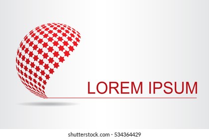 Stylized spherical surface with shapes of stars. This logo is suitable for global company, world technologies and media and publicity agencies 