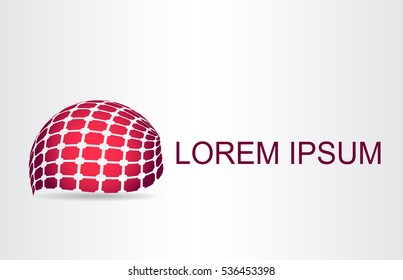 Stylized spherical surface with shapes of stars. This logo is suitable for global company, world technologies and media and publicity agencies 