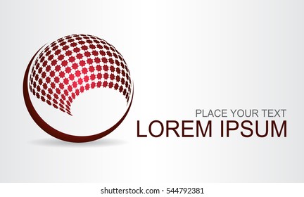 Stylized spherical surface with shapes of stars. This logo is suitable for global company, world technologies and media and publicity agencies 