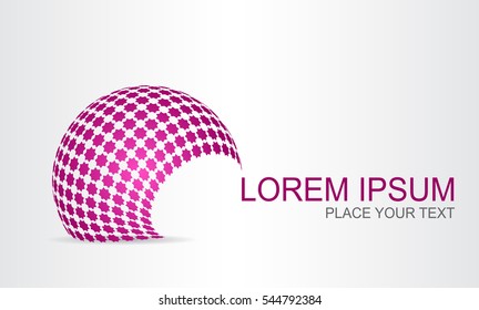 Stylized spherical surface with shapes of stars. This logo is suitable for global company, world technologies and media and publicity agencies 