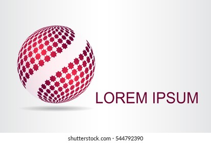 Stylized spherical surface with shapes of stars. This logo is suitable for global company, world technologies and media and publicity agencies 