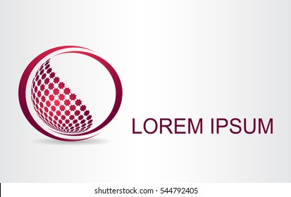 Stylized spherical surface with shapes of stars. This logo is suitable for global company, world technologies and media and publicity agencies 