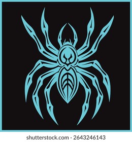 Stylized Spider Vector Design in Neon Blue