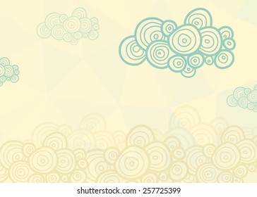 Stylized spiral clouds on the light background 