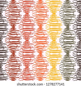 Stylized spirals seamless pattern for girls, boys, clothes. Creative background with curved lines. Funny print for textile and fabric. Fashion style. Colorful bright