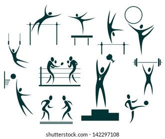 Stylized sportsmen  isolated on a white background.