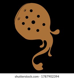 Stylized spotted stingray fish. Manta ray. Skate or Batiod. Ancient Greek or Roman vase painting motif.