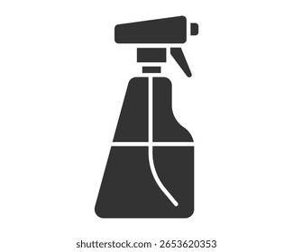 A stylized spray bottle icon, symbolizing cleaning, hygiene, or disinfection. Suitable for web design, mobile apps, or print media related to household chores and sanitation.