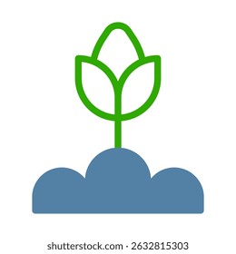 Stylized sprout icon representing growth and sustainability initiatives in nature