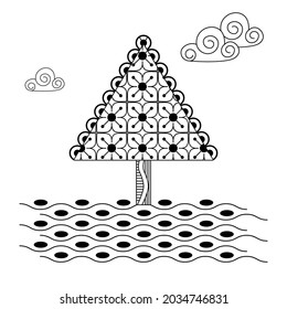 Abeja estilizada con un patrón de doodle sobre un fondo blanco. Libro de colorantes antiestrés para niños y adultos. Ilustración de la terapia artística