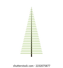 Stylized spruce or fir. Christmas slender coniferous tree. Smooth straight black trunk and pyramidal crown. Imitation evergreen tree. Symbol of Christmas and New Year. Logo, icon idea. Simple emblem.