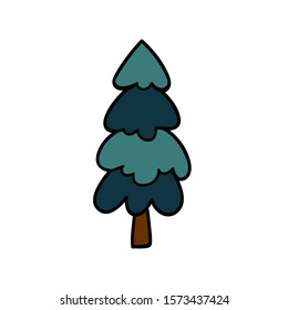 Stylized spruce tree. Colorful image for cards, poster, scrapbook design. Vector illustration