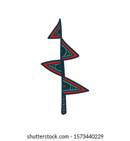 Stylized spruce tree. Colorful image for cards, poster, scrapbook design. Vector illustration
