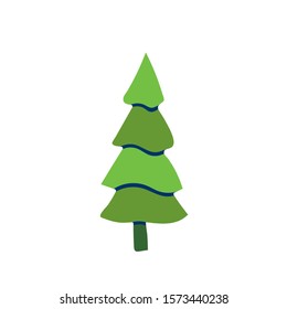 Stylized spruce tree. Colorful image for cards, poster, scrapbook design. Vector illustration