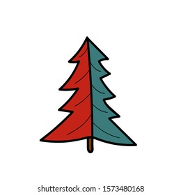 Stylized spruce tree. Colorful image for cards, poster, scrapbook design. Vector illustration