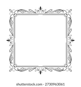 A stylized square frame with flowing, leafy flourishes extending from the corners and sides. This design offers a natural and elegant aesthetic for creative projects.