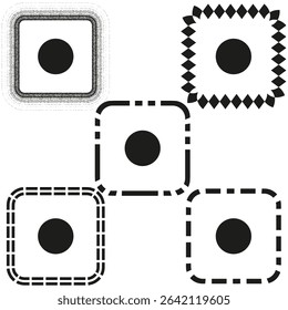 Stylized square icon. Abstract shape symbol. Grid element set. Vector decoration form.