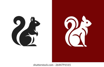 Stylized squirrel logo design black and white