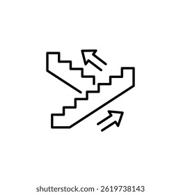 Gráfico vetorial de escada estilizado com setas direcionais ilustrando ascendente