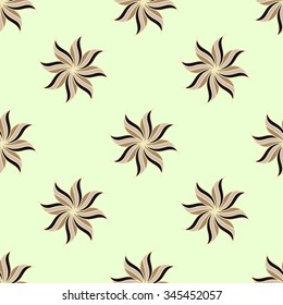 Stylized star anise seamless pattern. Light background. Abstract texture. Vector illustration.