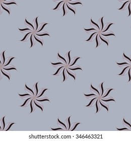 Stylized star anise seamless pattern. Gray background. Abstract texture. Vector illustration.