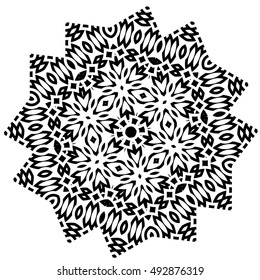 stylized star, flower, mandala.