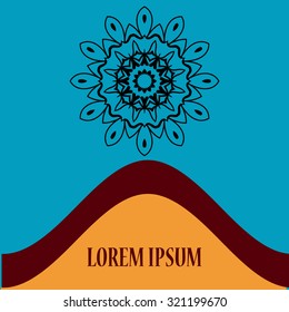 Stylized star and frame for text in oriental style. Retro Ornate Mandala based design  for greeting card, Brochure, Card or Invitation with Islamic, Arabic, Indian, Ottoman, Asian motifs.