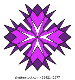 Stylized star icon. Petal mandala symbol. Radiant shape figure. Vector flower burst.