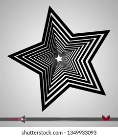Stylized star made of lines on a white background. Object, element for design