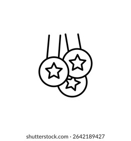 Stylized Star Medals Depicting Achievements And Recognitions Line Icon