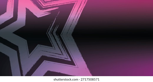 Una forma de estrella estilizada con pinceladas texturizadas en Gradientes rosados y púrpuras sobre un fondo oscuro y malhumorado.